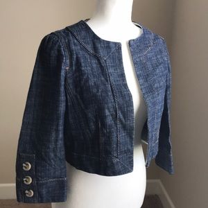 LOFT Denim Crop Jacket 3/4 Sleeve